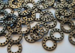 60 st kugghjul i steampunk, kuggar, gears minikugghjul (bronsfärgade, 10 mm)
