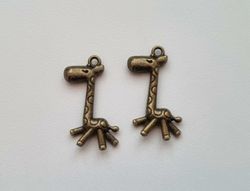 2 st bronsfärgade Giraffer, berlocker, charms