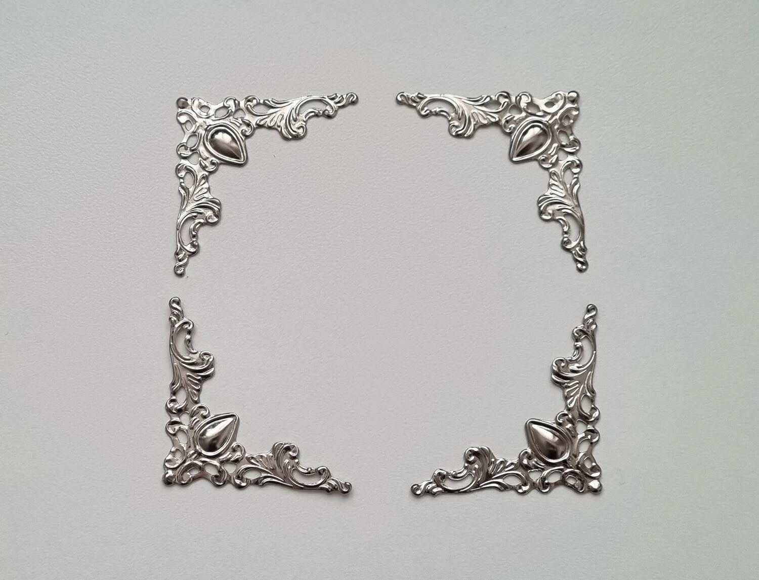 4 ramar, mini ramar, miniatyrramar för scrapbooking (silverfärgade)