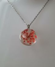 Halsband med rund glasberlock (45-50 cm lång kedja) - Orange/röd glasberlock