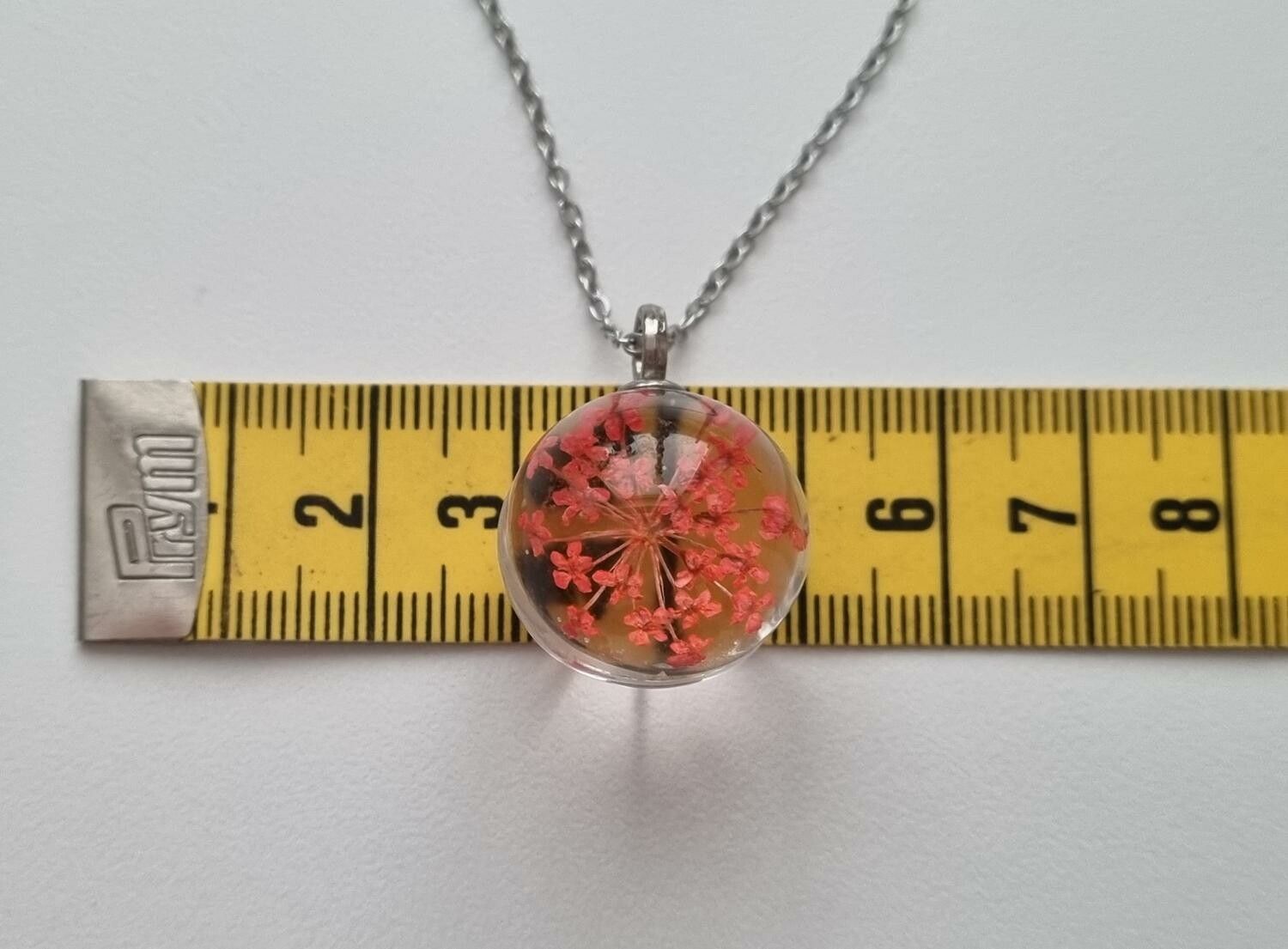 Halsband med rund glasberlock (45-50 cm lång kedja) - Orange/röd glasberlock