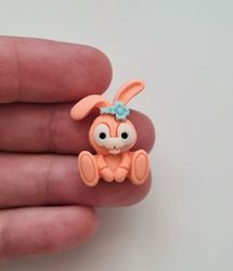 1 st orange Kawaii kanin, flatback för dekoration, scrapbooking mm