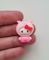 1 st rosa Kawaii figur, flatback för dekoration, scrapbooking mm