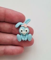 1 st blå Kawaii kanin, flatback för dekoration, scrapbooking mm