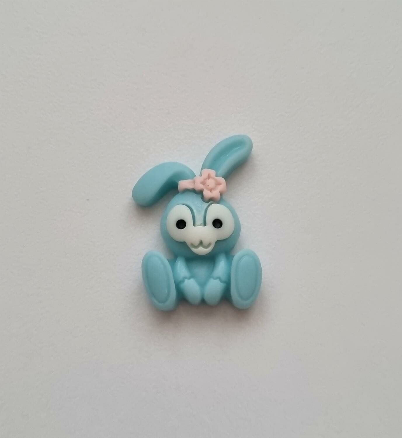 1 st blå Kawaii kanin, flatback för dekoration, scrapbooking mm