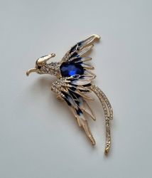 Brosch, Phoenix fågel (variant 3) - Blå