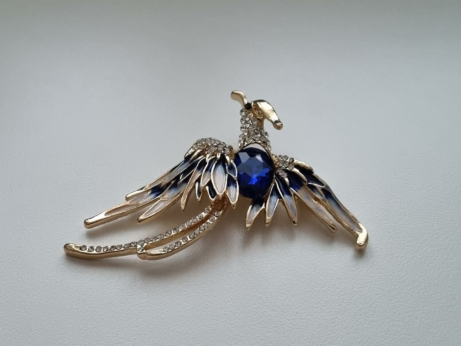 Brosch, Phoenix fågel (variant 3) - Blå