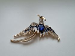 Brosch, Phoenix fågel (variant 3) - Blå