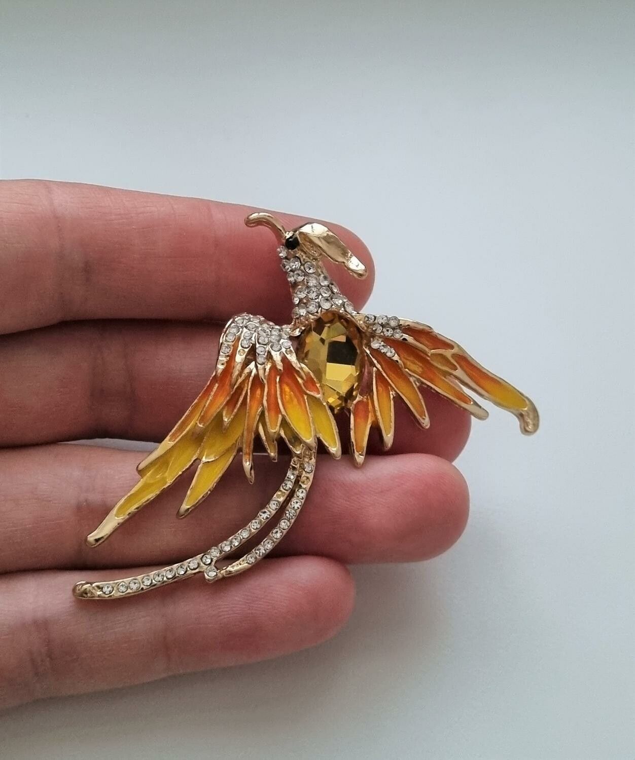 Brosch, Phoenix fågel (variant 2) - Gul
