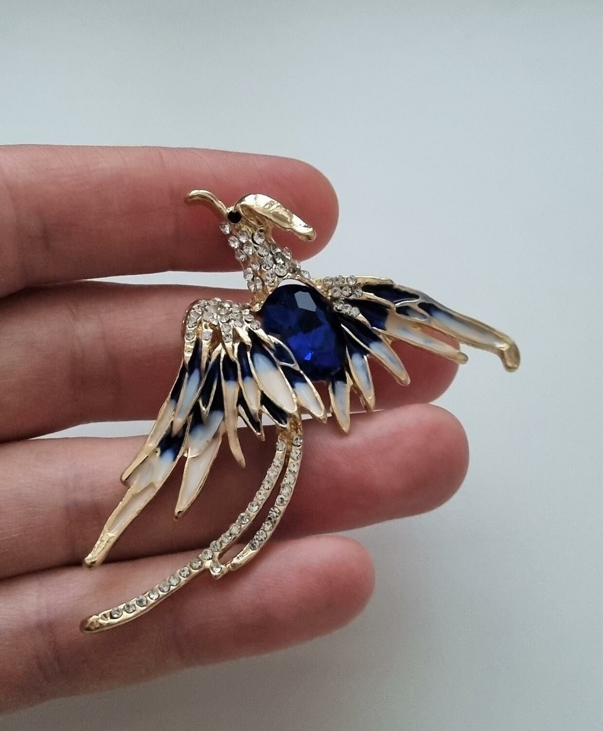 Brosch, Phoenix fågel (variant 3) - Blå