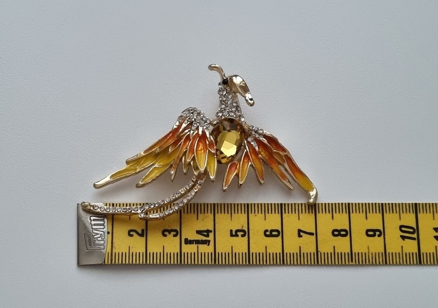 Brosch, Phoenix fågel (variant 2) - Gul