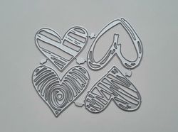 Scrapbooking, dies, cutting dies (hjärtan, 4 st)