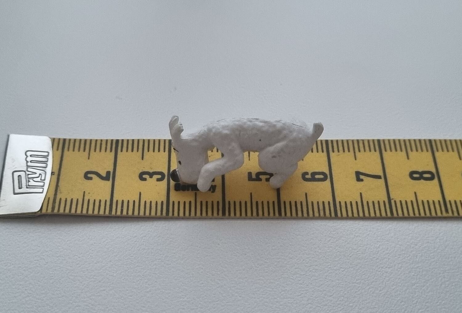 Miniatyr, vit liten hund - till dockhus, tittskåp med mera (variant 1)