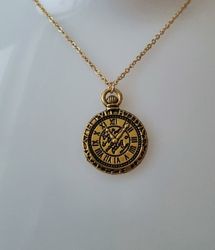 Halsband med klockberlock i steampunk (45-50 cm långt halsband)