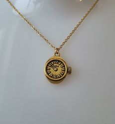 Halsband med klockberlock i steampunk (50 cm långt halsband)