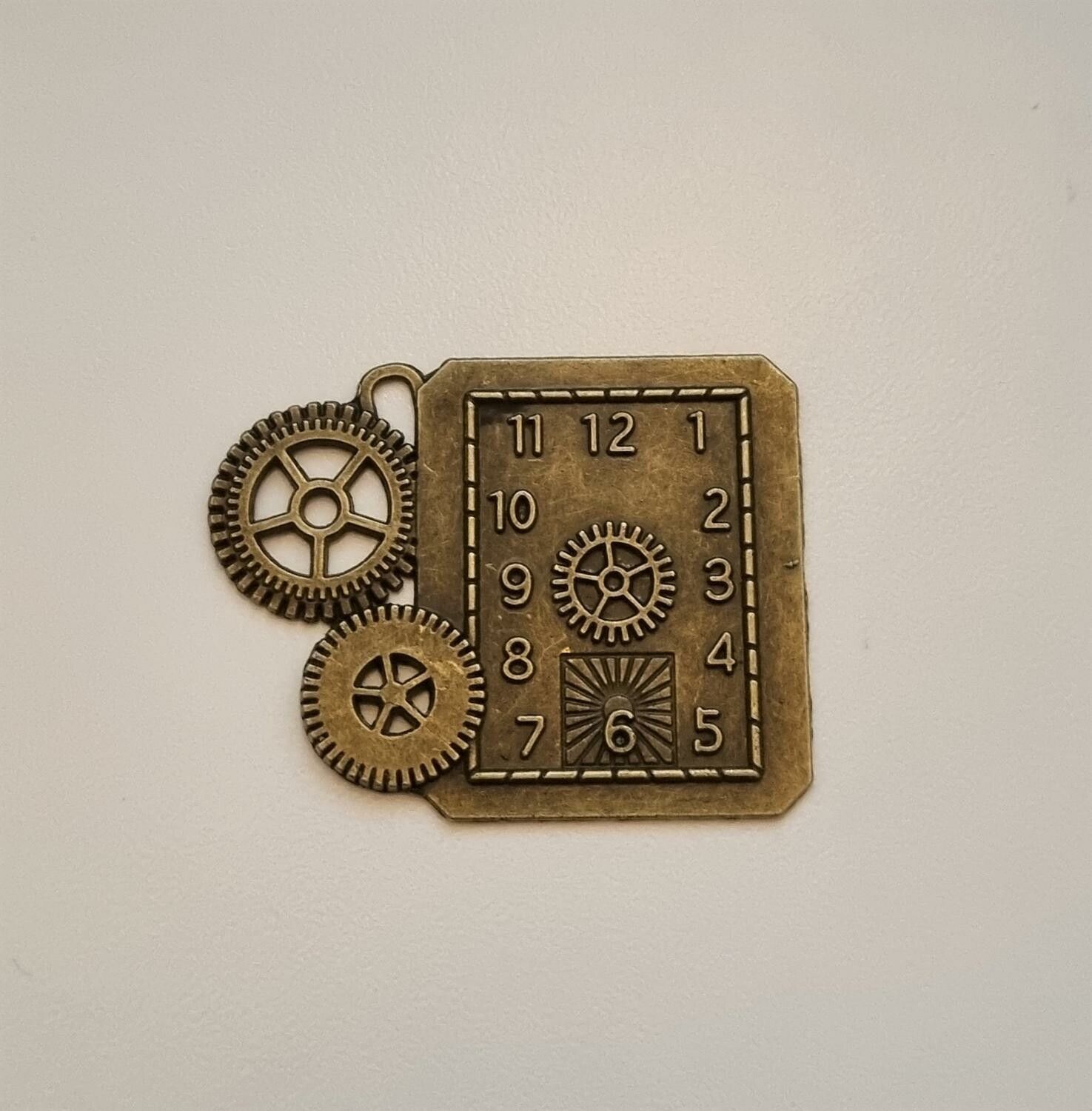 Stor berlock i steampunk, bronsfärgad klockberlock