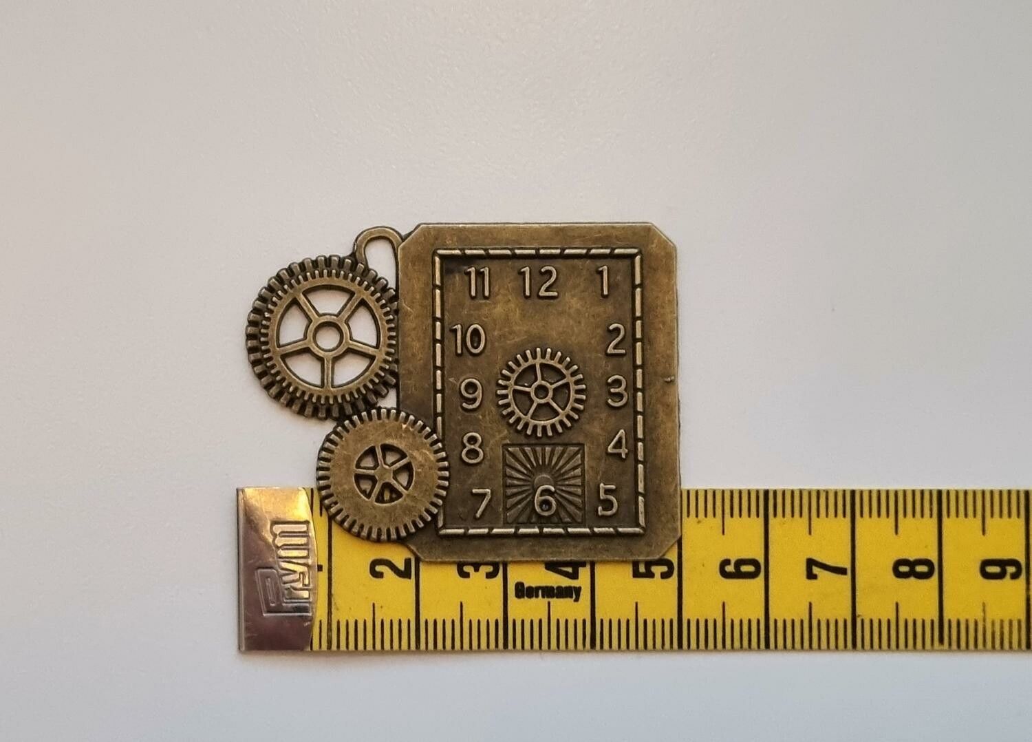 Stor berlock i steampunk, bronsfärgad klockberlock