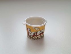1 st popcornburk, popcorn. Miniatyr för dockskåp, tittskåp