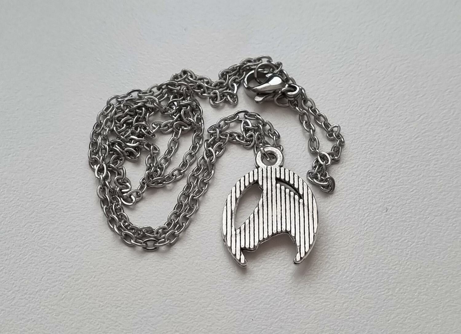 Silverfärgat halsband med en häst i hästsko, berlock / charm