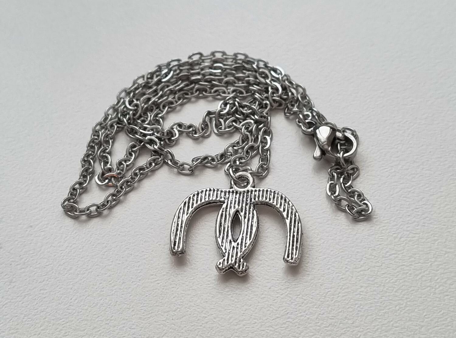 Silverfärgat halsband med hästskor, berlock / charm