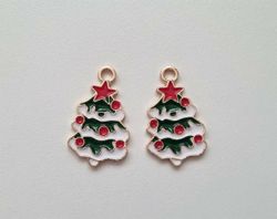 2 st Julgransberlock, julgranar, berlocker / charms för smyckestillverkning