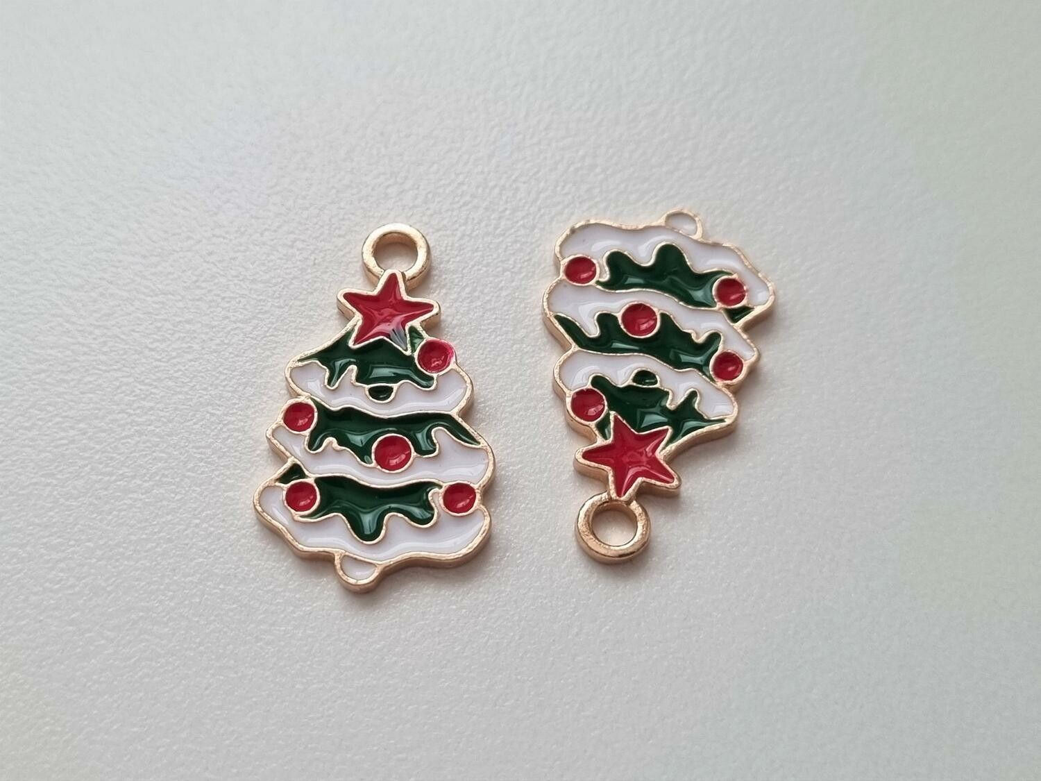 2 st Julgransberlock, julgranar, berlocker / charms för smyckestillverkning