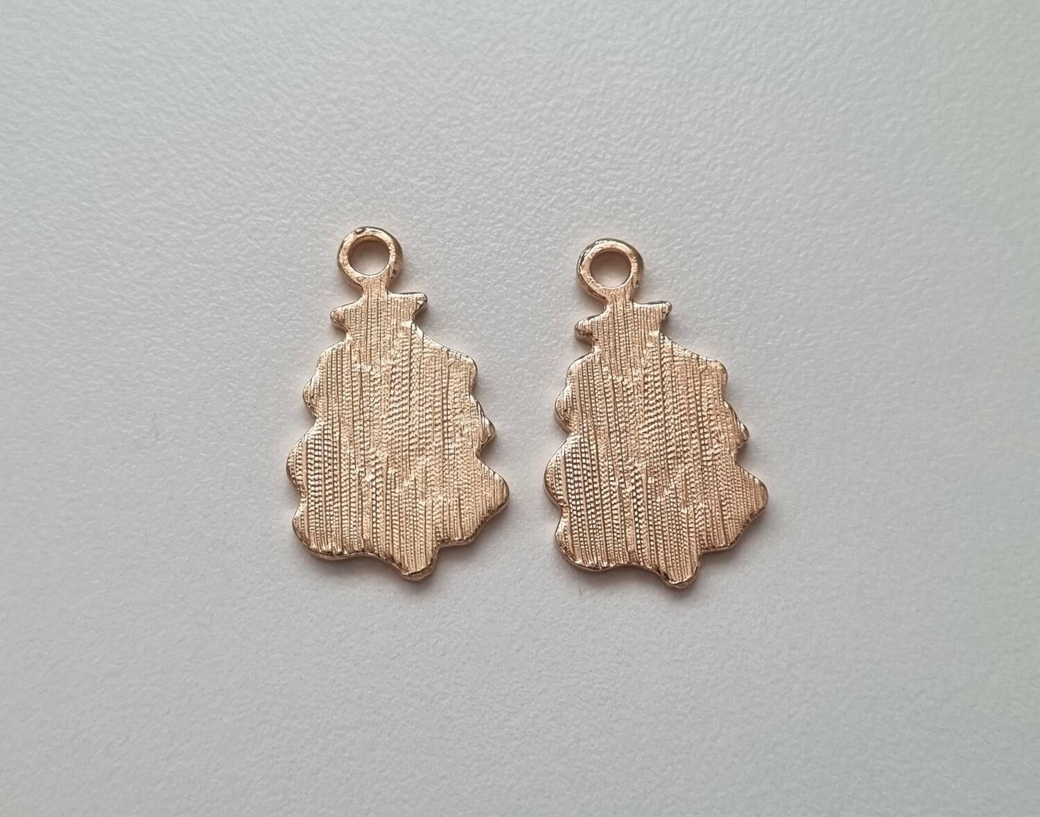 2 st Julgransberlock, julgranar, berlocker / charms för smyckestillverkning