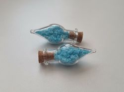 2 st små glasflaskor, flaskor med kork miniatyrer glasburkar