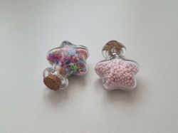2 st små glasflaskor, flaskor med kork miniatyrer glasburkar
