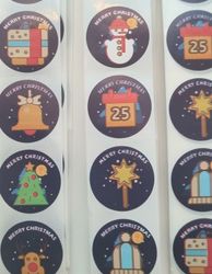 100 st stickers, Jul stickers med 8 olika motiv (variant 5)