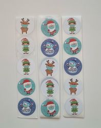 100 st stickers, Jul stickers med 5 olika motiv (variant 3)
