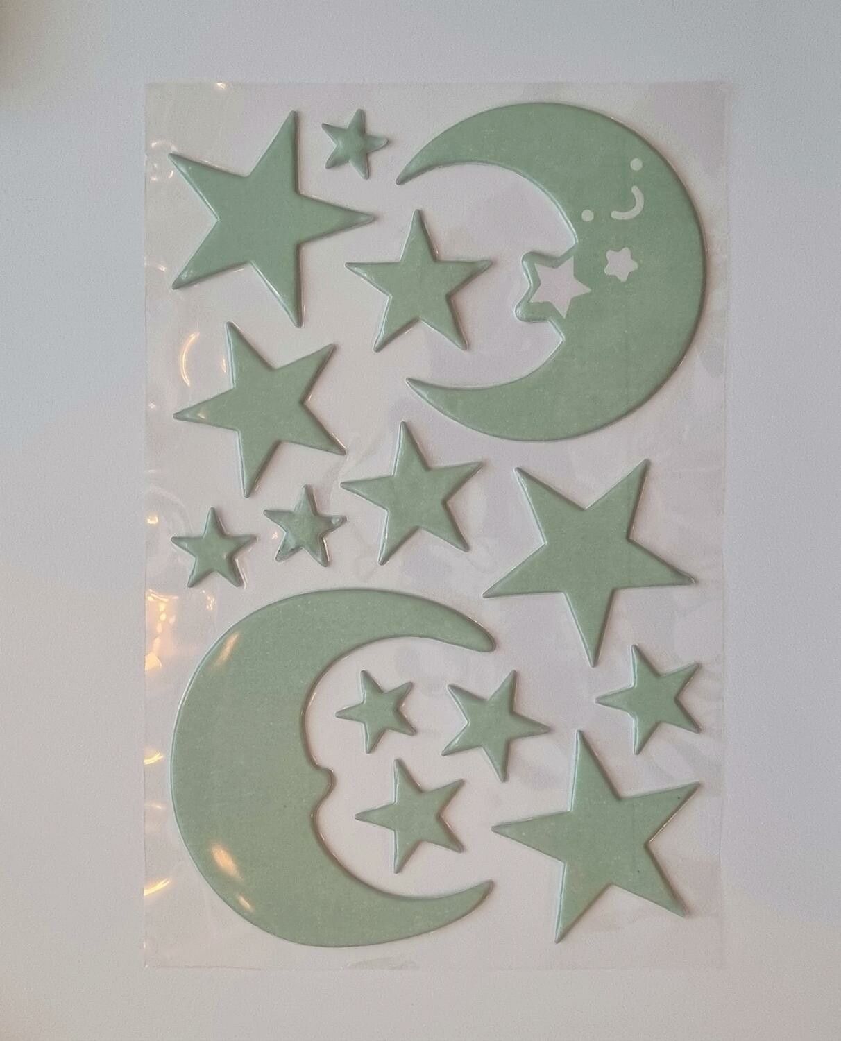Självlysande stickers, månar och stjärnor (15 st)