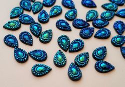 25 st flatbacks / peacock eyes / droppar för dekoration och scrapbooking