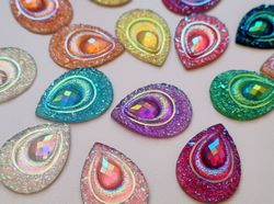 10 st flatbacks, strasstenar (18 x 25 mm)