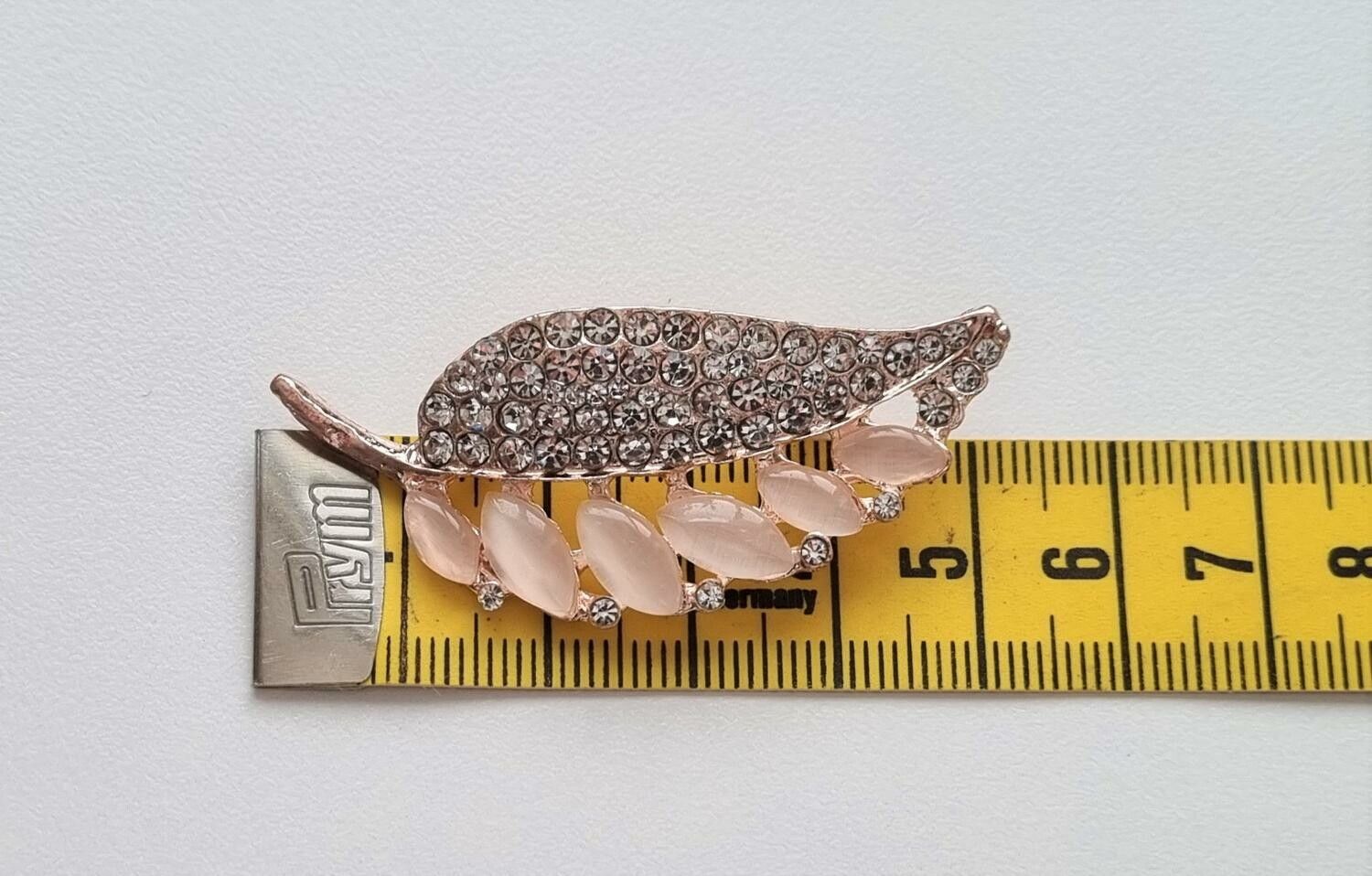 Brosch, Detaljrikt vackert blad / löv i roseguld