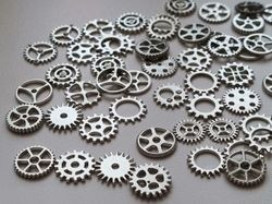 50 st kugghjul i steampunk, kuggar, gears minikugghjul (silverfärgade)