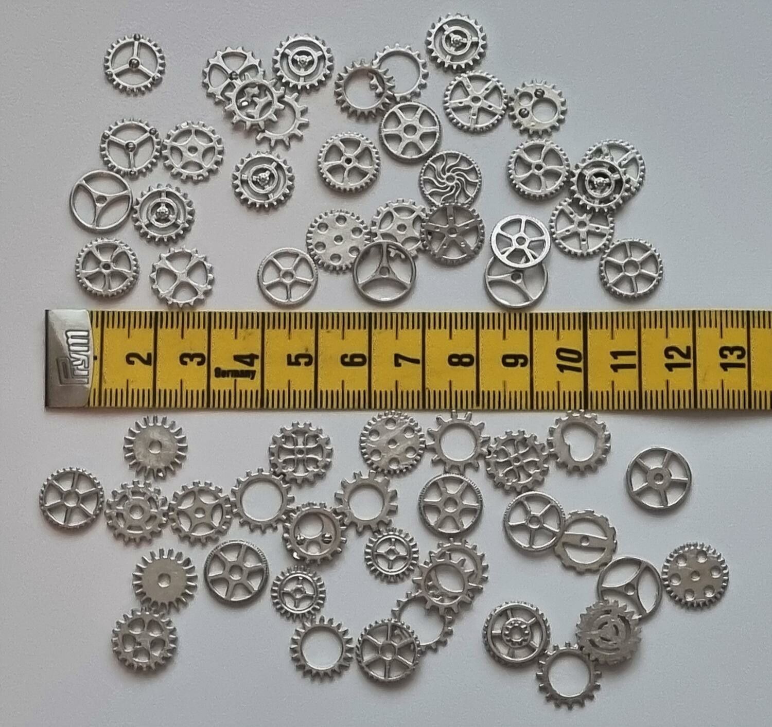 50 st kugghjul i steampunk, kuggar, gears minikugghjul (silverfärgade)