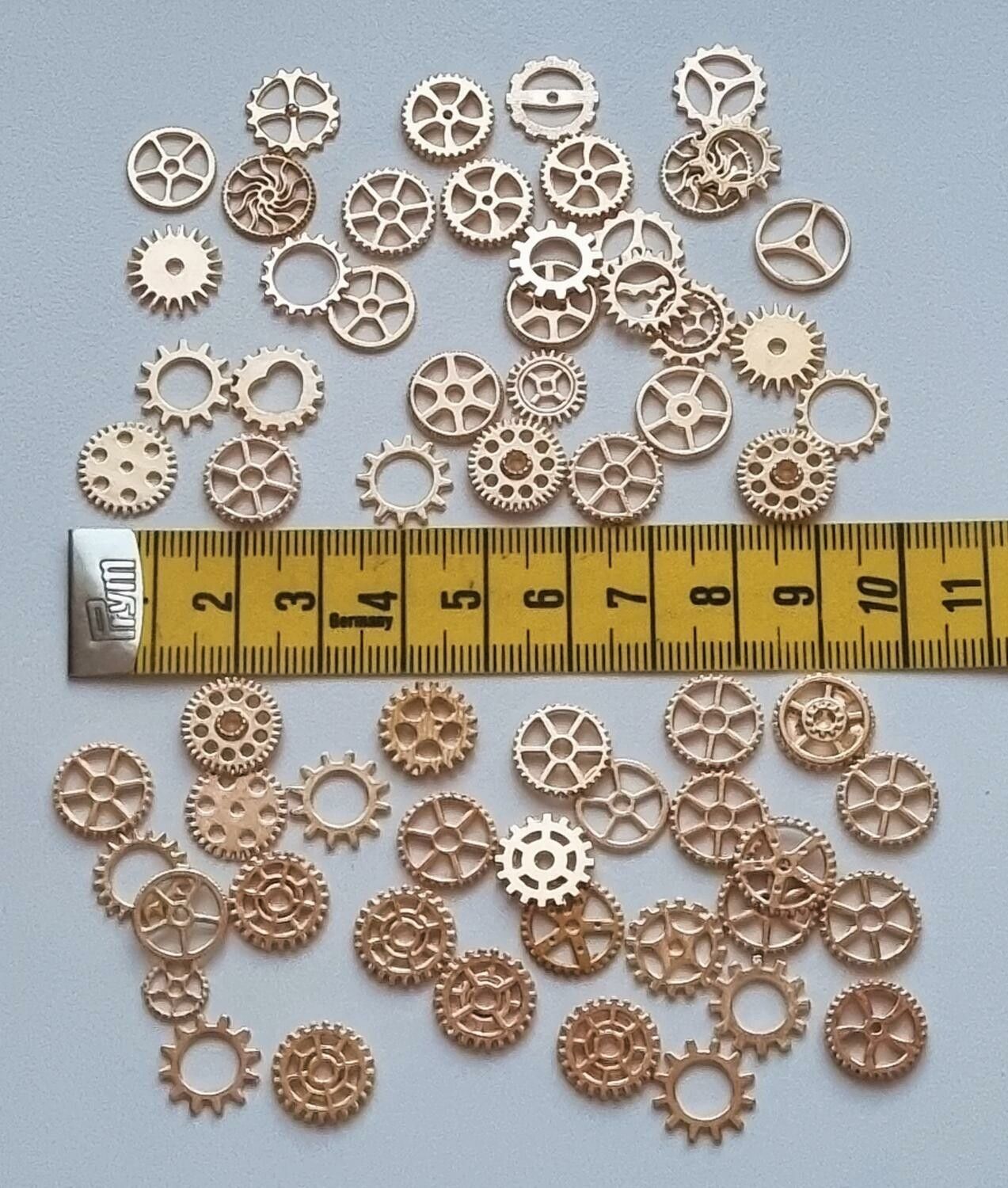 50 st kugghjul i steampunk, kuggar, gears minikugghjul (KC gold / guldfärgade)