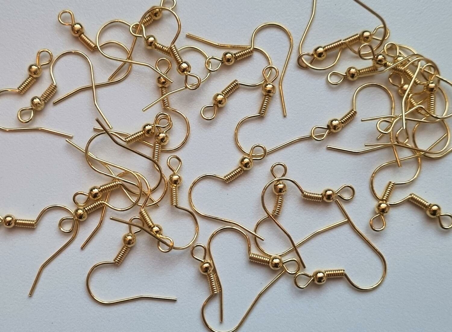 20 st örhängeskrokar i rostfritt stål (12 x 20 mm) - Guldfärgade