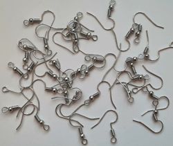 20 st örhängeskrokar i rostfritt stål (12 x 20 mm) - Silverfärgade