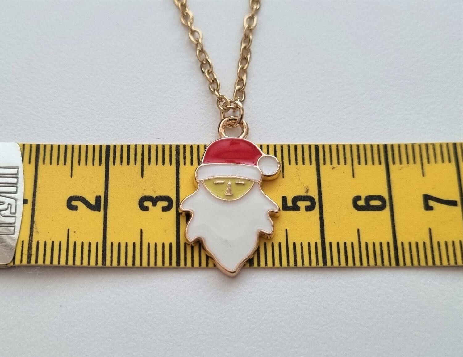 Guldfärgat halsband (45 cm) i rostfritt stål med söt berlock - Tomte