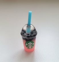 1 st rosa iskaffe, frappucino, drinkar - Miniatyr för dockhus, tittskåp