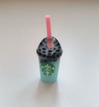 1 st blå iskaffe, frappucino, drinkar - Miniatyr för dockhus, tittskåp