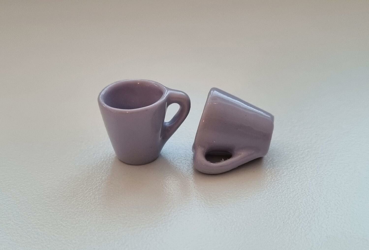 2 st Muggar Koppar - miniatyr till dockskåp dockhus (ljuslila)