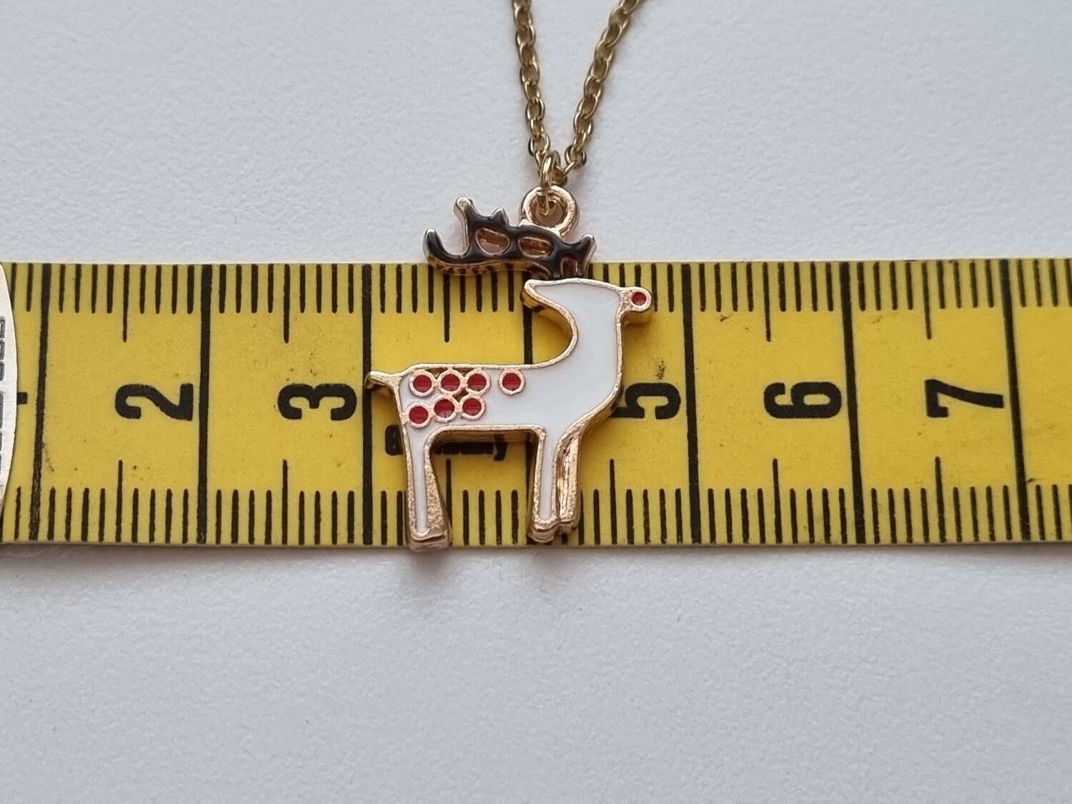 Halsband (45 cm) i rostfritt stål med söt berlock - Ren / reindeer