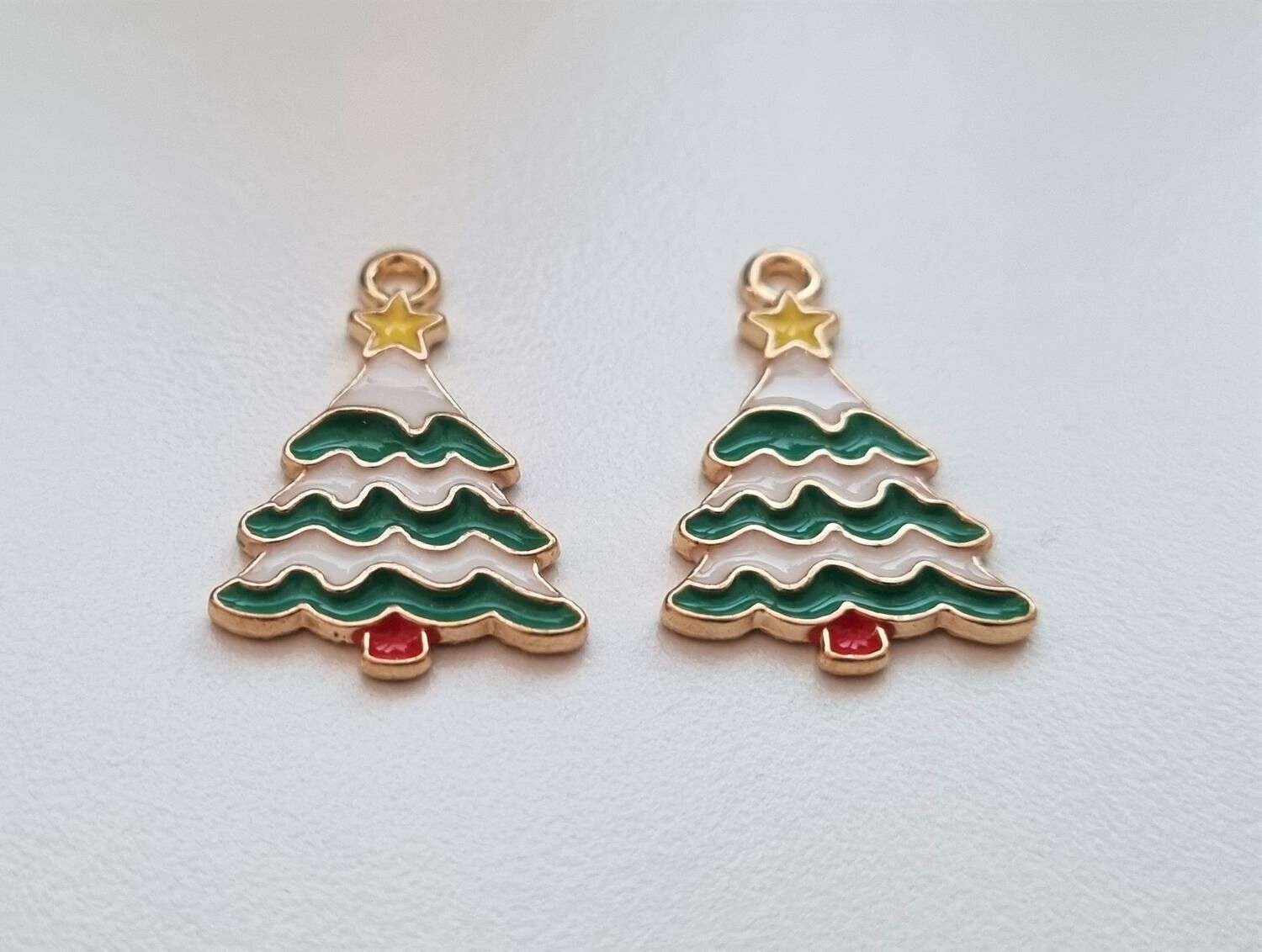 2 st Julgransberlock, julgranar, berlocker / charms för smyckestillverkning