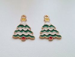 2 st Julgransberlock, julgranar, berlocker / charms för smyckestillverkning