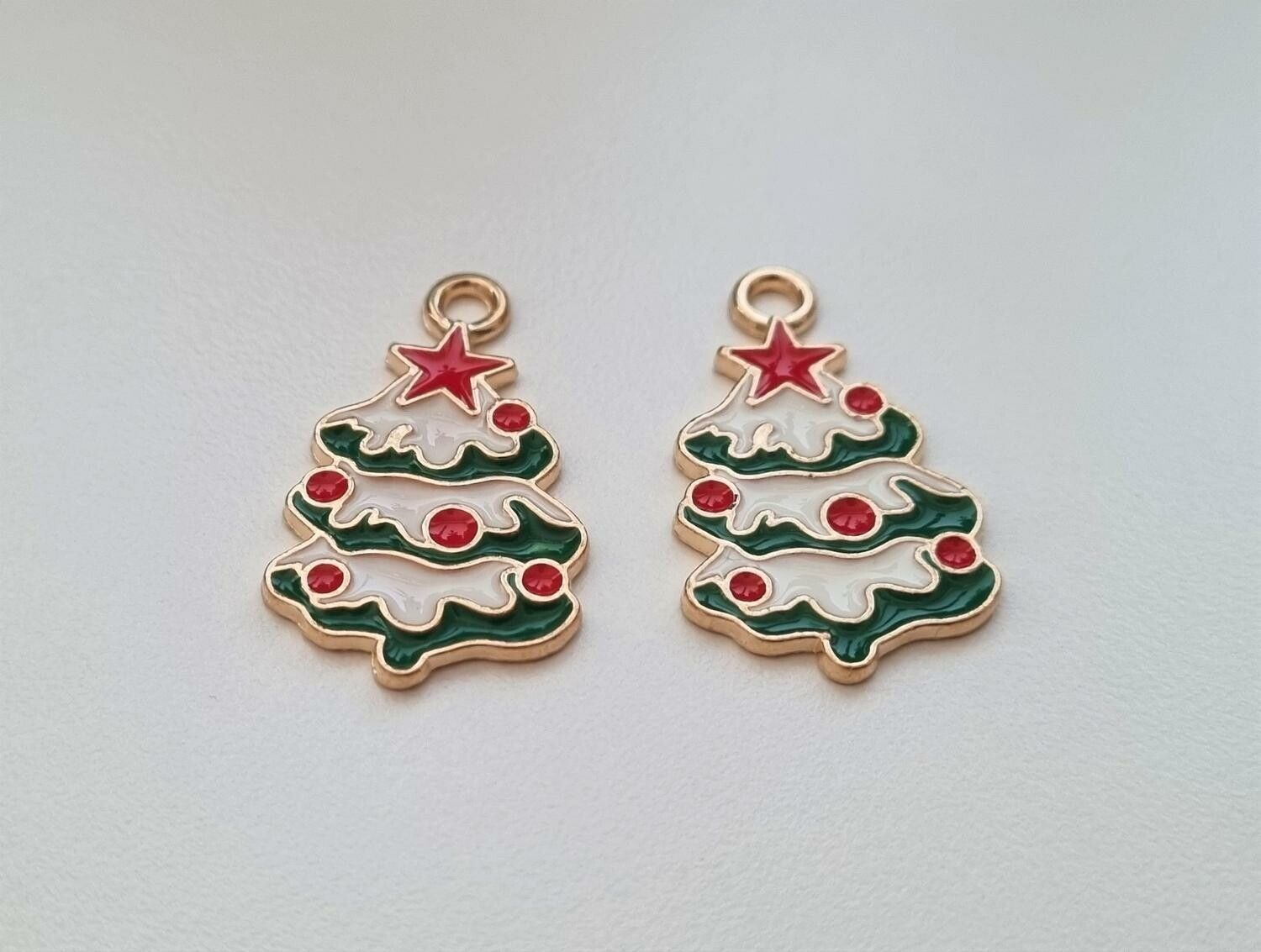 2 st Julgransberlock, julgranar, berlocker / charms för smyckestillverkning