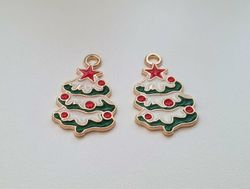 2 st Julgransberlock, julgranar, berlocker / charms för smyckestillverkning