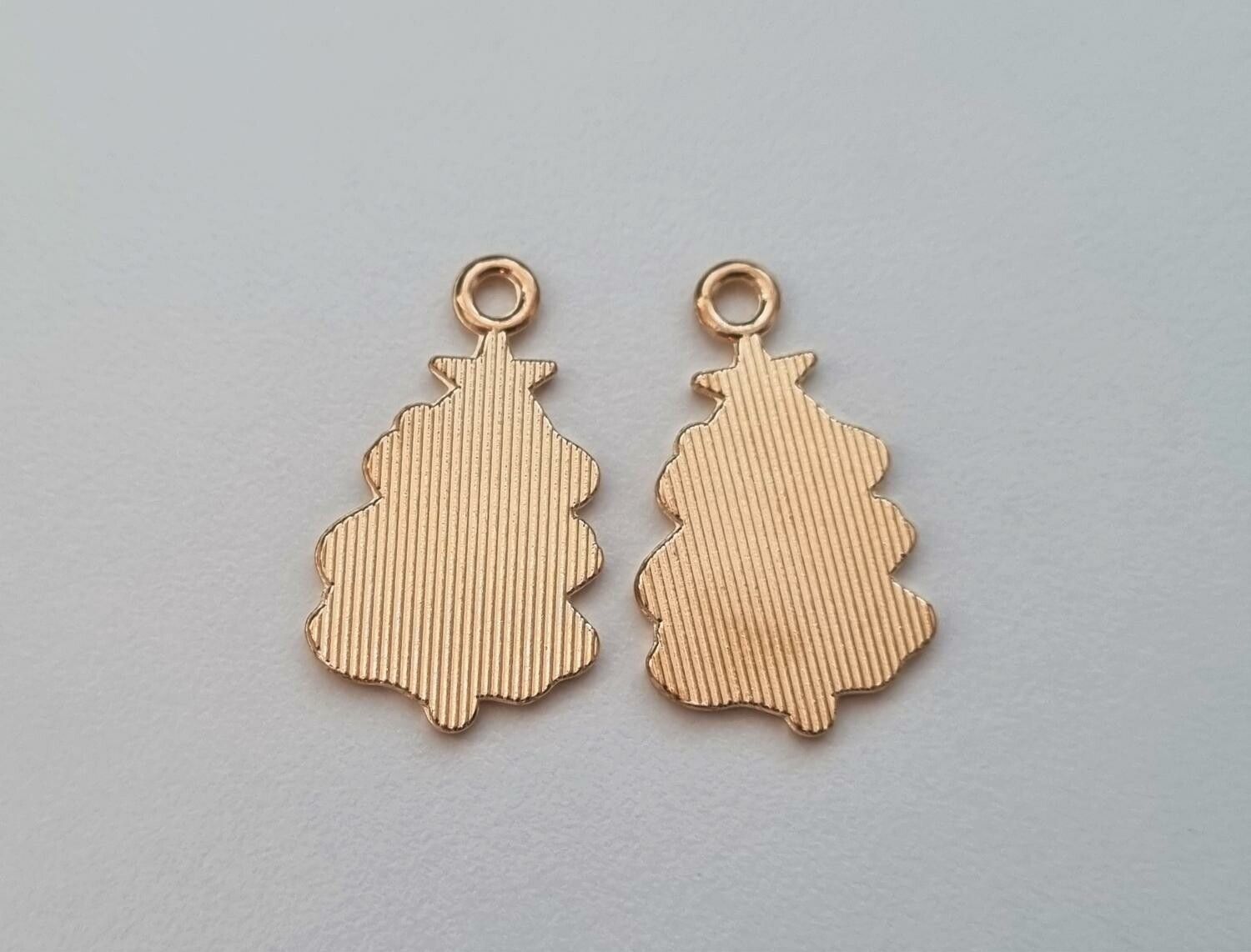 2 st Julgransberlock, julgranar, berlocker / charms för smyckestillverkning